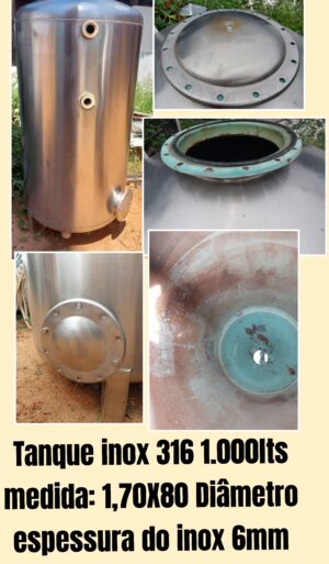 Tanque inox 316 1.000milltros